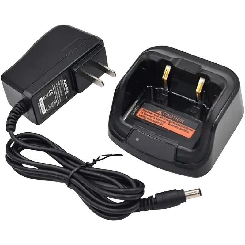Black plastic ch10l23 desktop charger with gold contacts and coiled power cord for bd502i bd552i bd612i radios