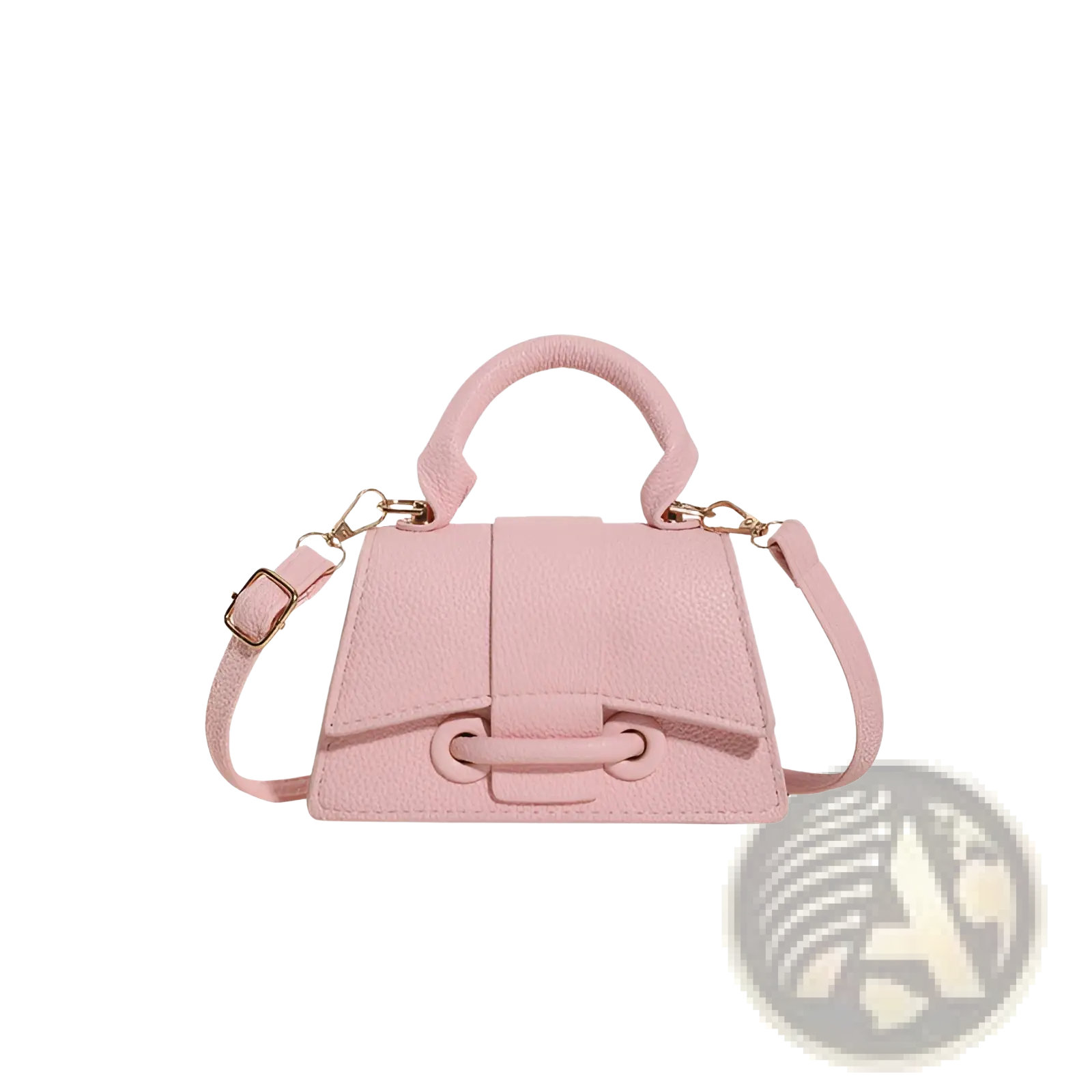 A soft pink textured faux leather chain messenger bag mini handbag with top handle and adjustable shoulder strap