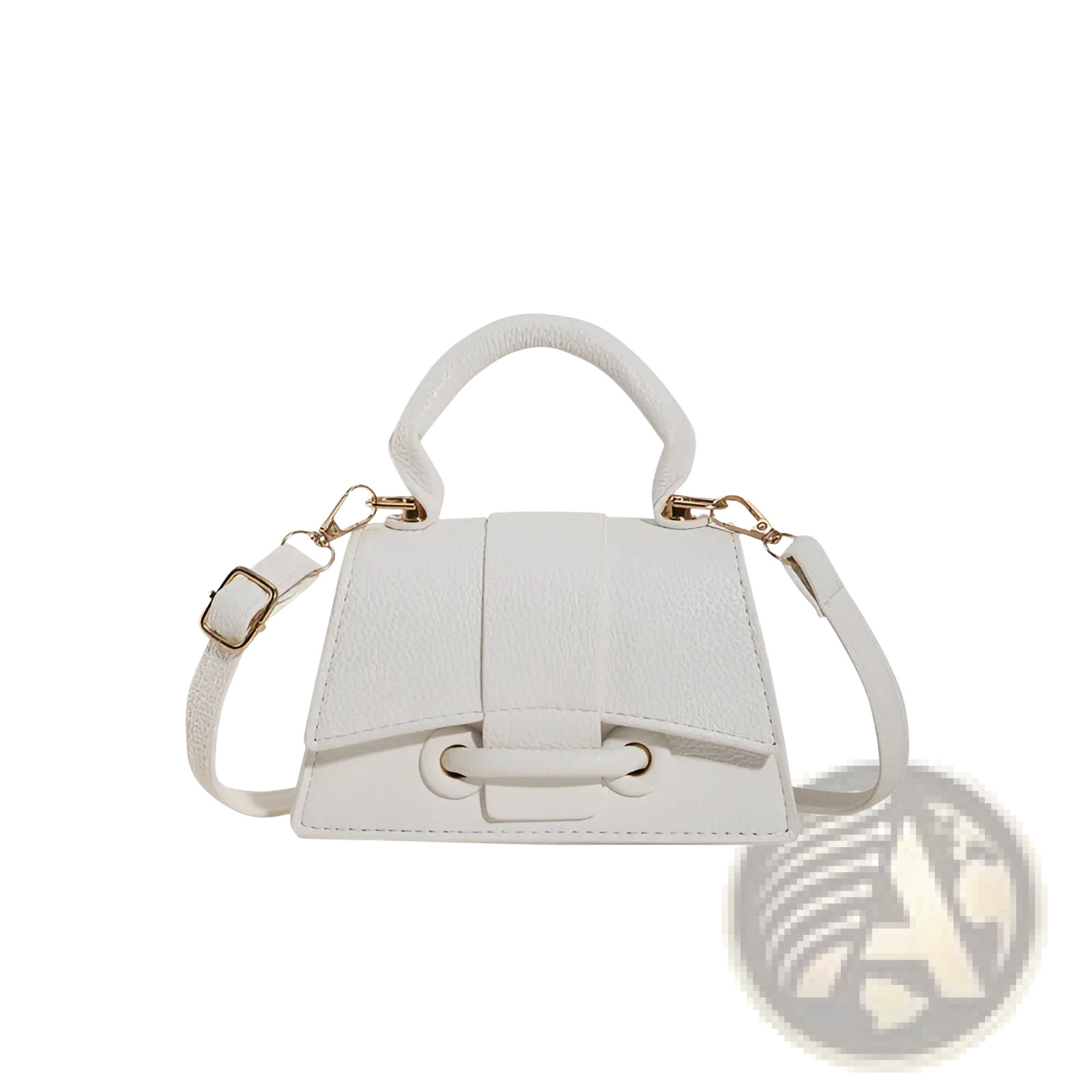 White textured leather chain messenger bag mini handbag with gold-tone hardware and top handle