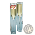 Clear double-walled glass champagne flute filled with golden liquid from 115ml set for elegant serving