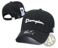 Black champion baseball cap with white embroidered logo and red circular emblem, ideal for summer sun protection unisex