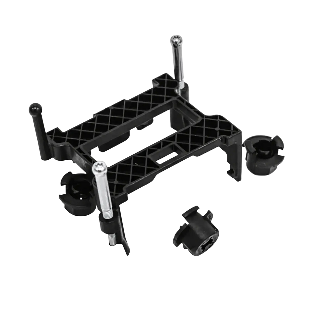 Black plastic Changan Acc cruise control module bracket with silver threaded rods and black clamp pieces visible
