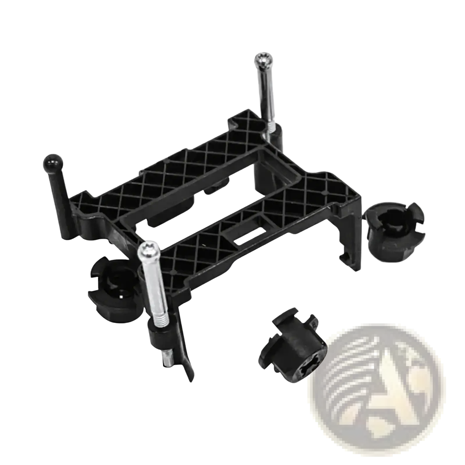 Black plastic Changan Acc cruise control module bracket with silver threaded rods and black clamp pieces visible