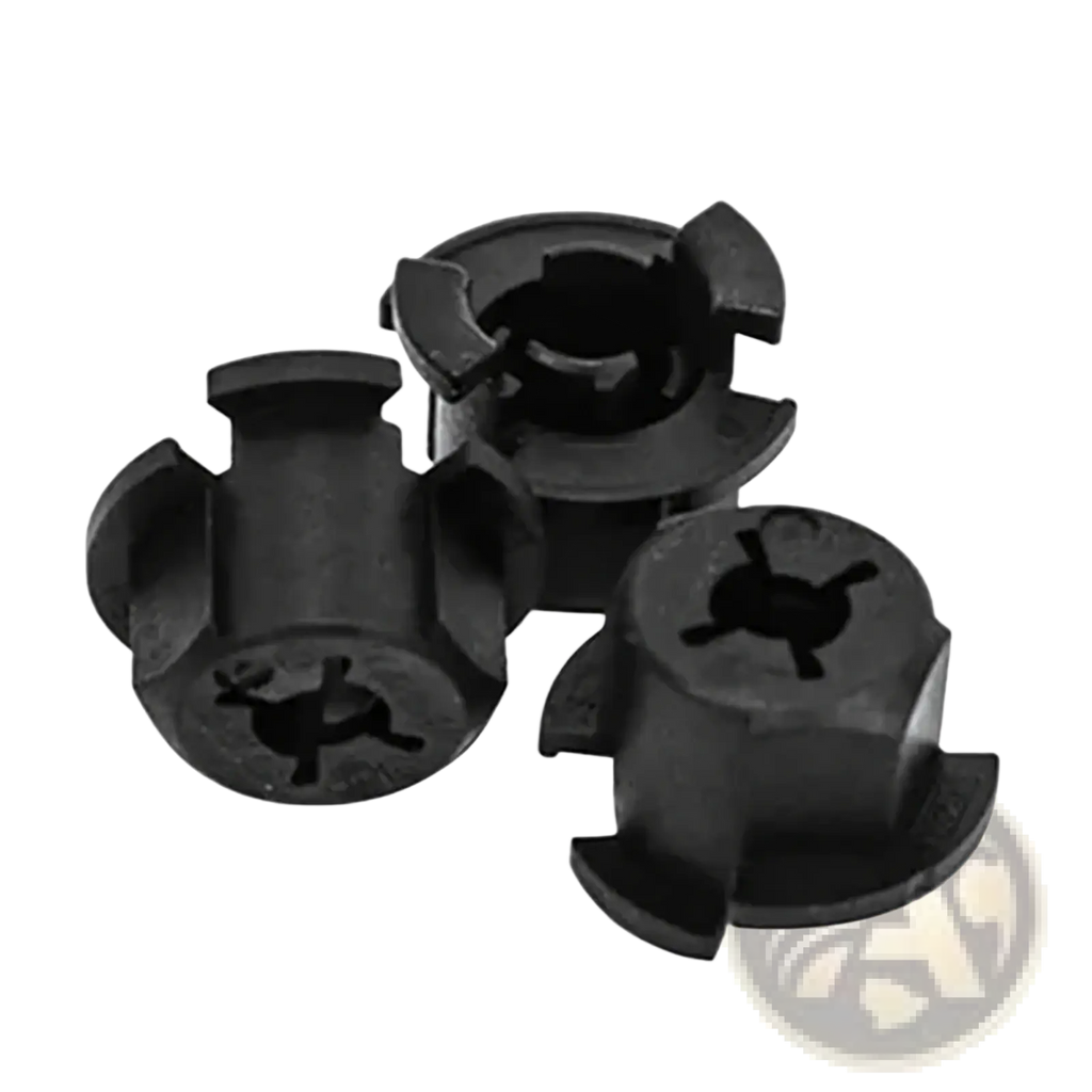 Black plastic clip fasteners with central hole and four flared tabs for changan acc cruise control module bracket