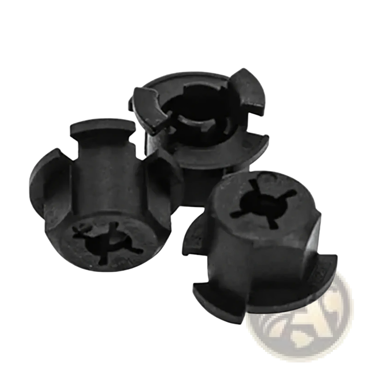 Black plastic clip fasteners with central hole and four flared tabs for changan acc cruise control module bracket