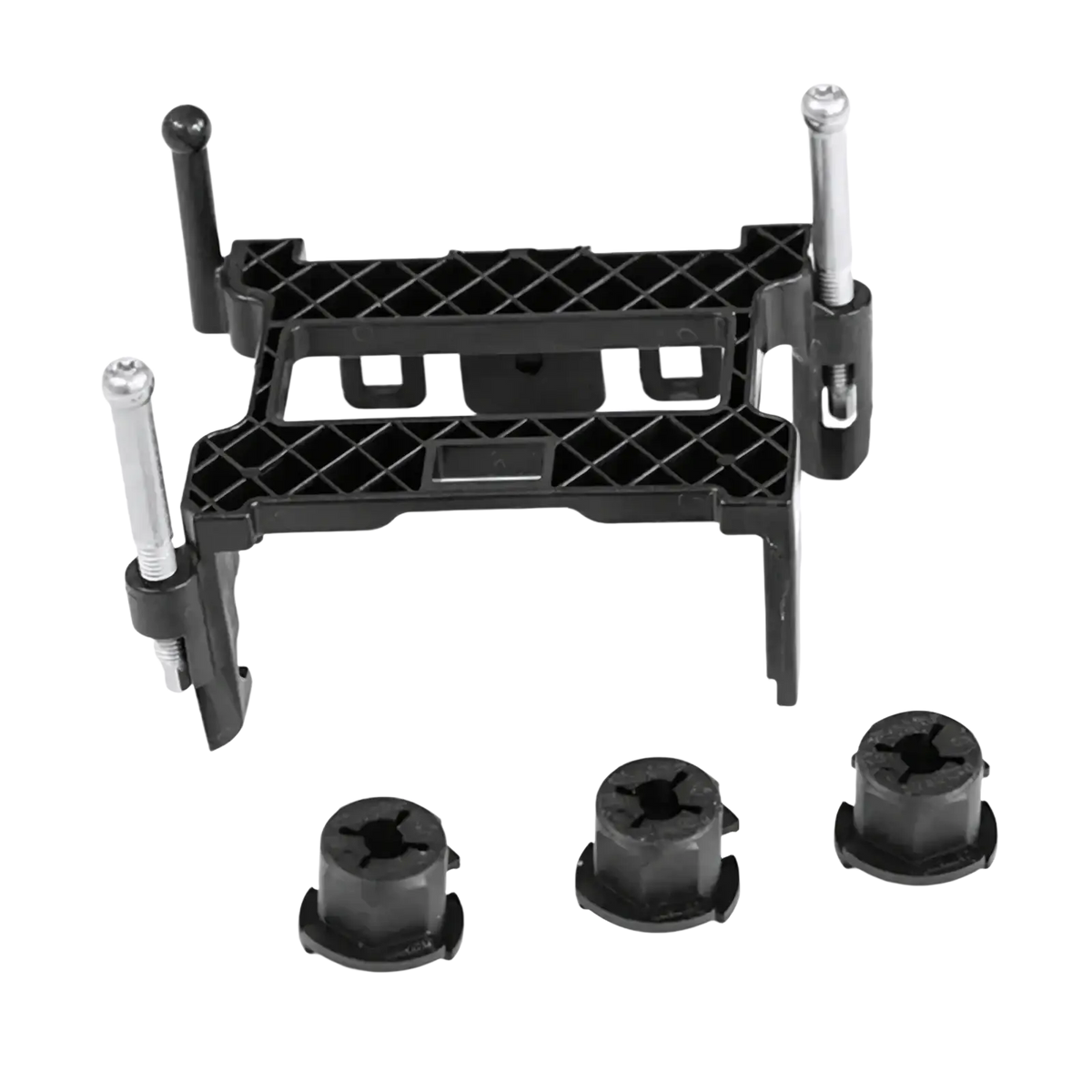 Black plastic tile leveling and spacing tool with silver metal screws used in Changan Acc cruise control bracket