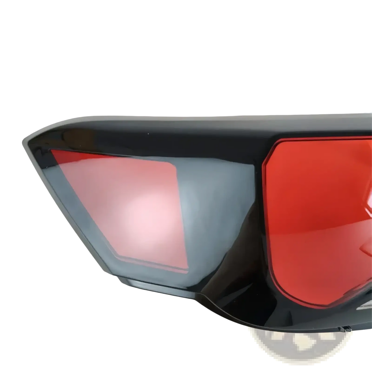 Back side of black plastic Changan Cs35 Plus 2021 2023 motorcycle tail light shell with red and gray illuminated sections