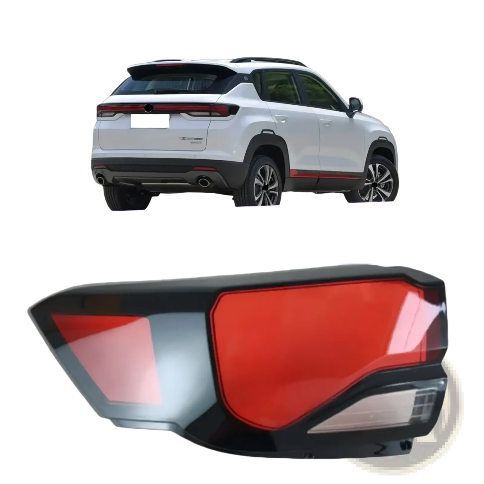 Black and red plastic rear taillight shell for changan cs35 plus 2021 2023 shown from the back side