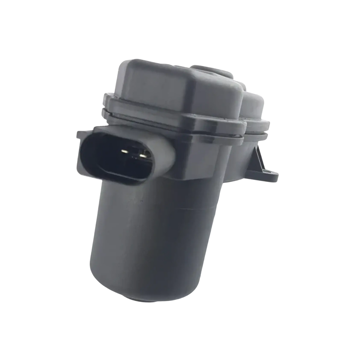 Black plastic changan cs75 rear brake actuator motor with cylindrical body and integrated electrical connector back side view