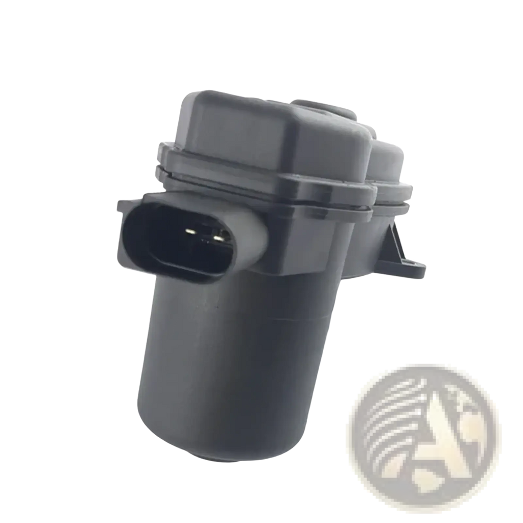Black plastic changan cs75 rear brake actuator motor with cylindrical body and integrated electrical connector back side view