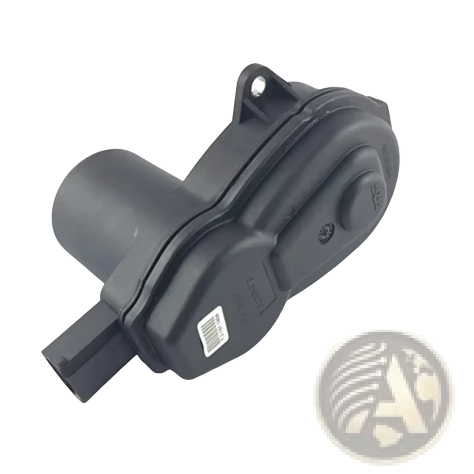 Black plastic changan cs75 rear brake actuator motor with cylindrical protrusion and circular knob on the back side