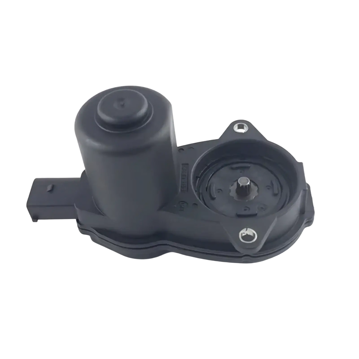 Black plastic power window regulator motor for 2014-2017 Changan Cs75 shown from the back side
