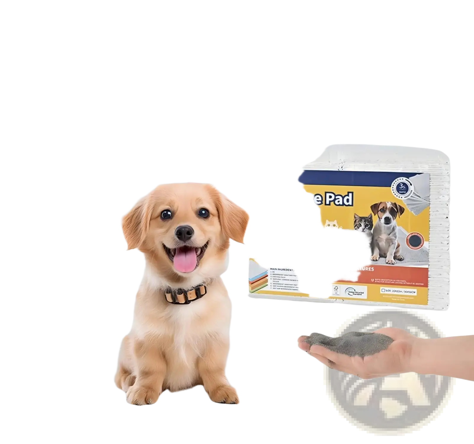 White absorbent pet urine pads with textured surface and reinforced edges from charcoal pet training pads 50-pack