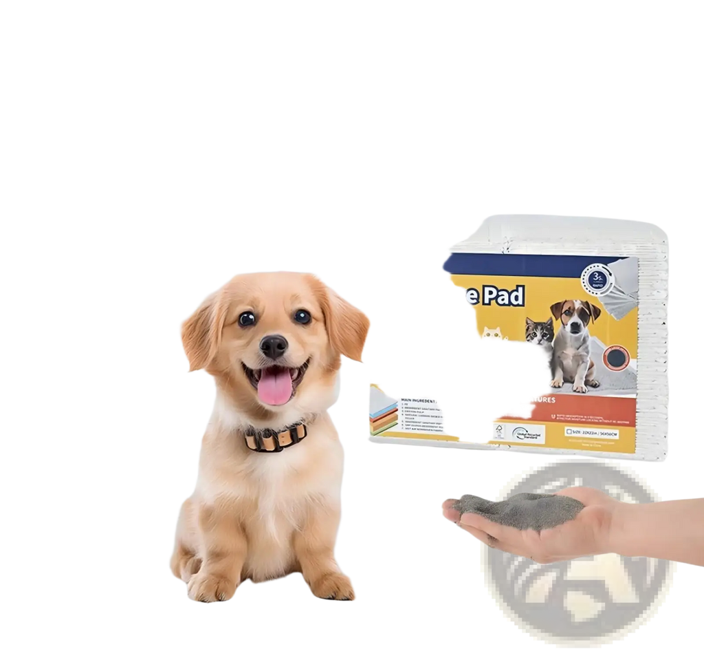 White absorbent charcoal pet training pads with textured surface and reinforced edges 50-pack for pets