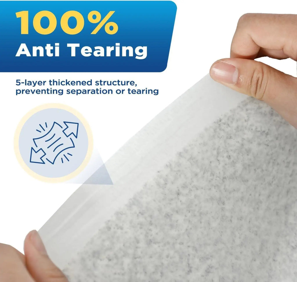 White textured 5-layer anti-tearing filter material used in charcoal pet training pads 50-pack for odor control