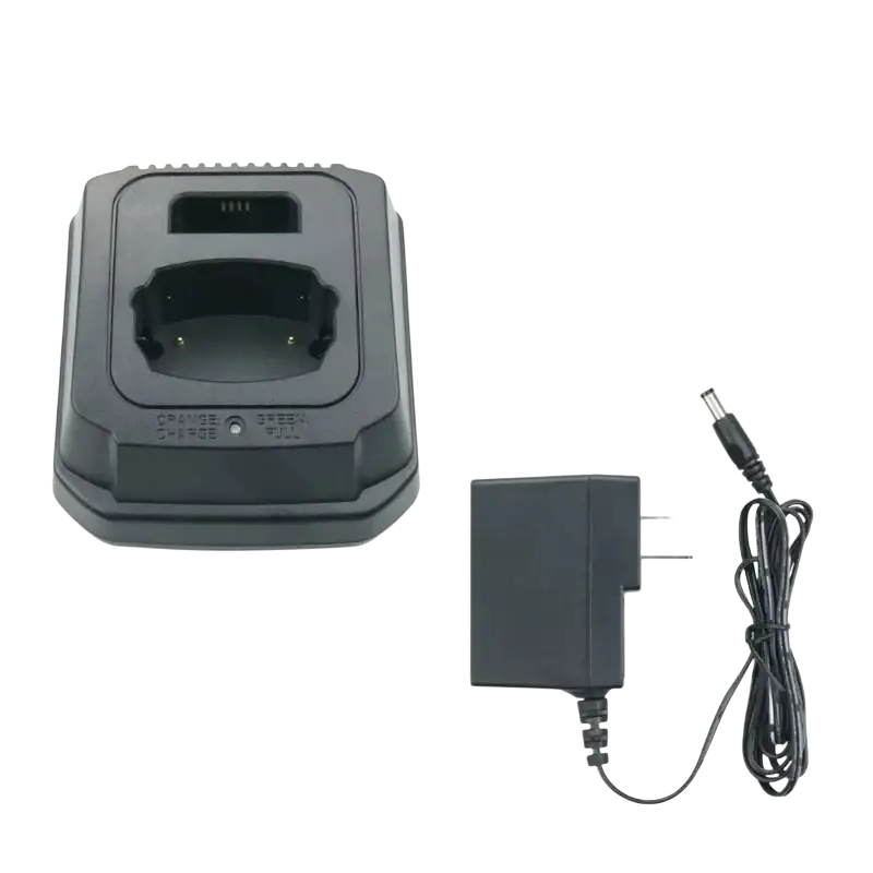 Black plastic charger base for dtr620 dtr650 radios with li-ion charger and eu us plug adapter