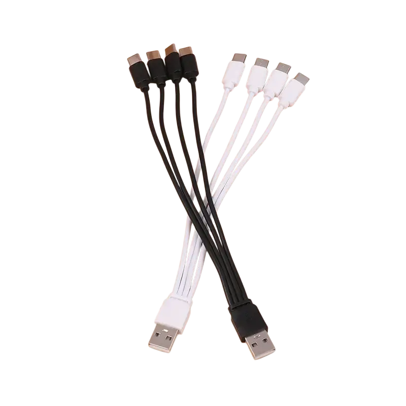 Black and white charging cable 4 in 1 usb c fast charging set with molded plastic connectors for versatile use