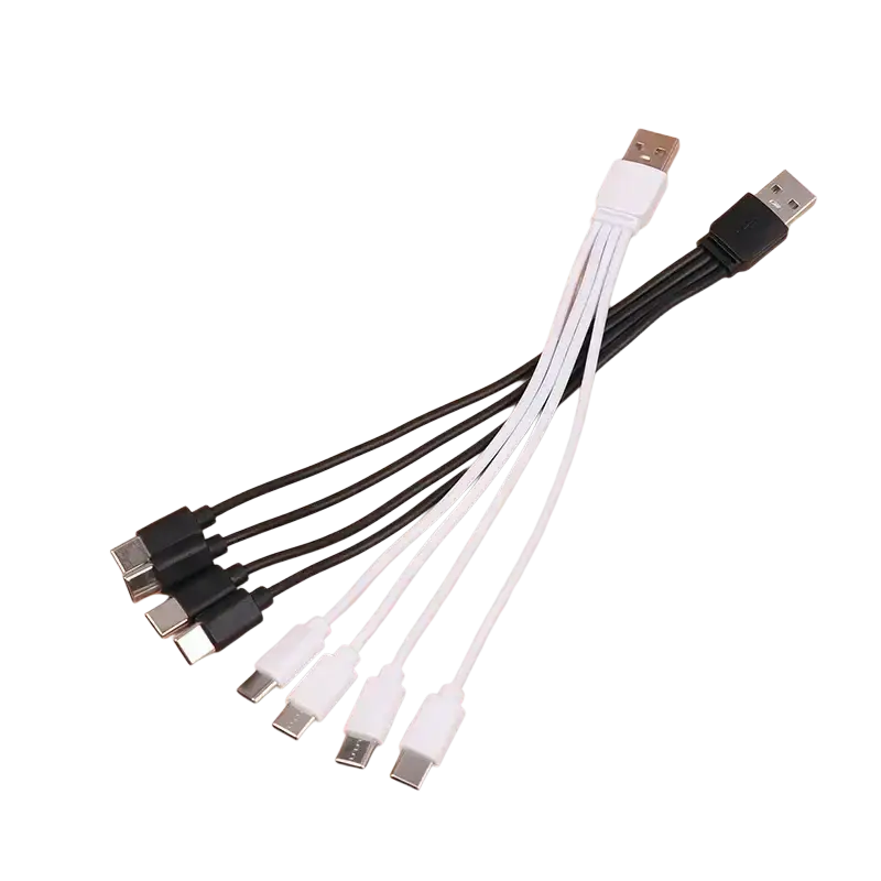 Charging cable 4 in 1 usb c fast charging set in black and white with multiple connector types for versatile use