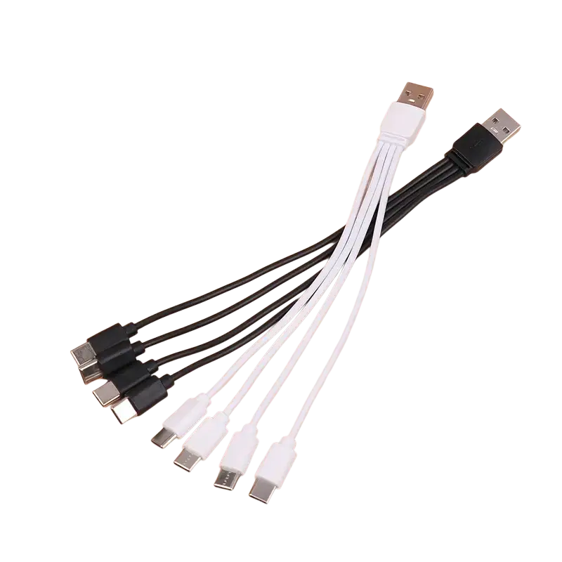 Charging cable 4 in 1 usb c fast charging set with black and white multi-port charger cable for usb-a usb-c and micro-usb devices