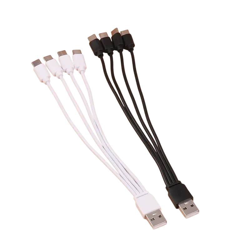 Set of two fast charging usb-a to usb-c charger cables in black and white for versatile charging use