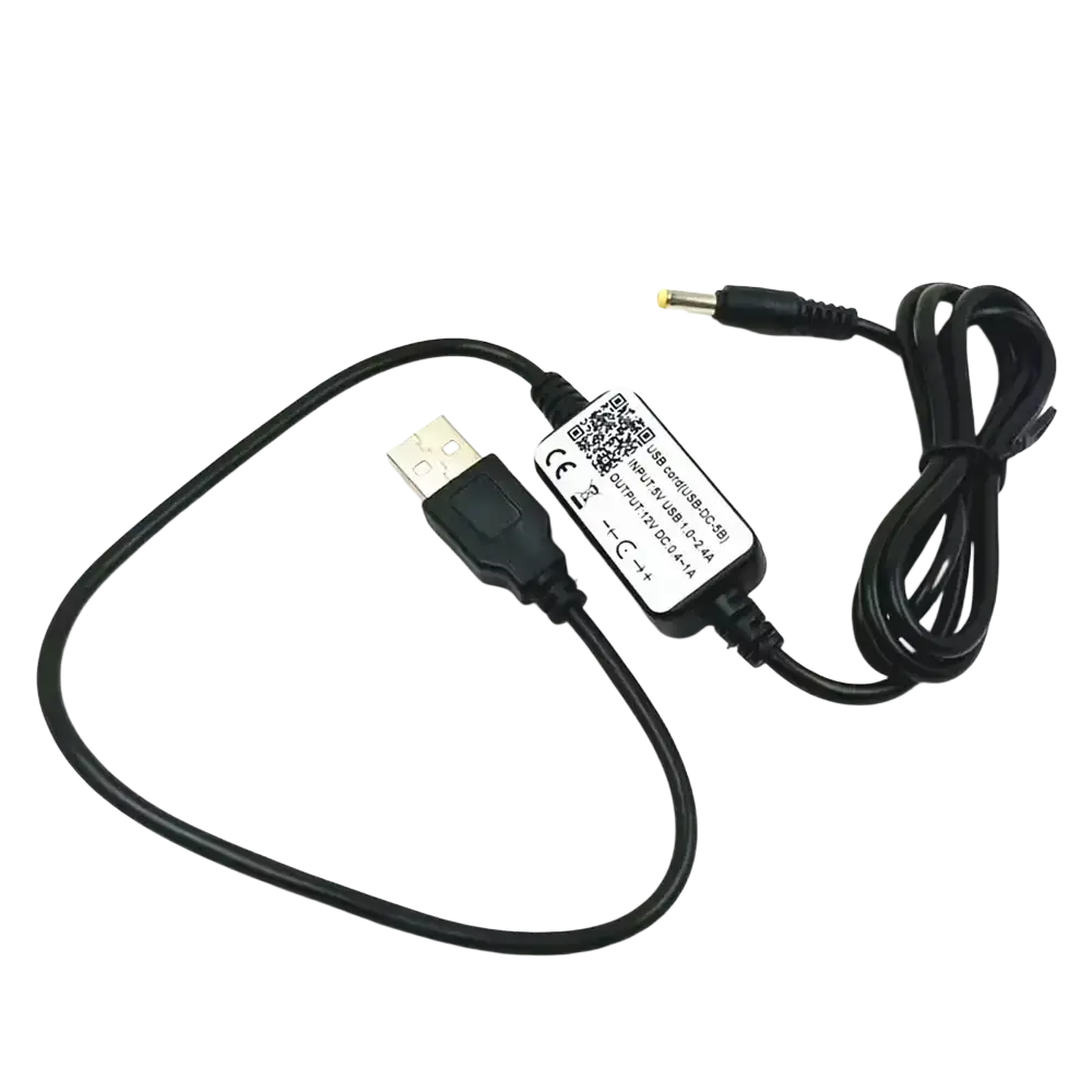 Black usb-to-dc charging cable with compact rectangular converter for yaesu vx series radios with molded connectors