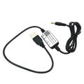 Black usb-to-dc charging cable with compact rectangular converter for yaesu vx series radios with molded connectors