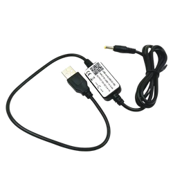 Black usb-to-dc charging cable with compact rectangular converter for yaesu vx series radios with molded connectors