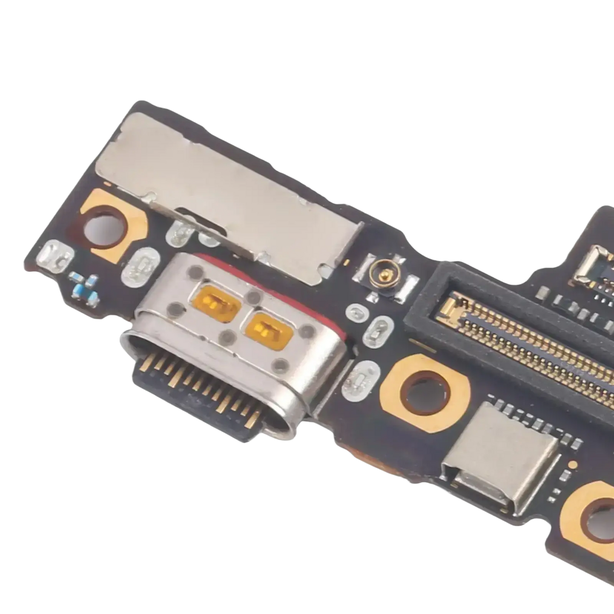 Silver usb-c charging port board assembly with gold contacts and black circuit board for motorola razr 40 charging port