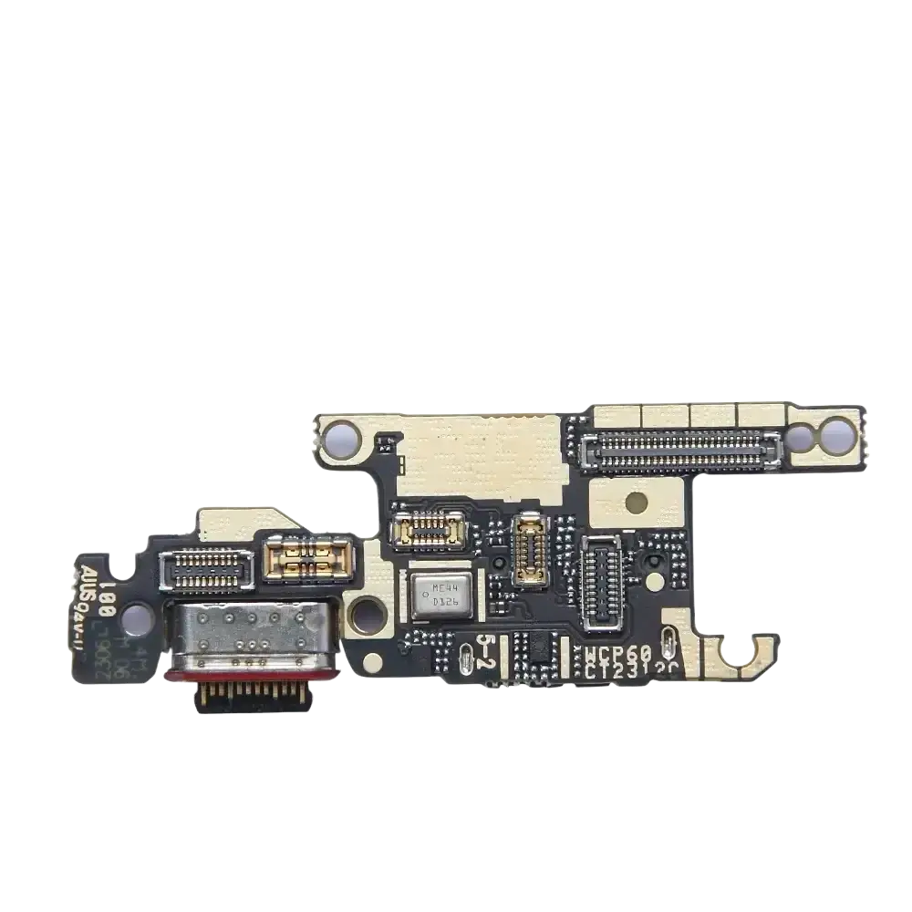 Charging port flex cable board for Huawei Pura 70 Mate 60 with gold connectors and black and beige charger dock components