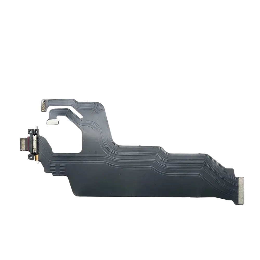 Black flexible charging port flex cable with metallic traces and connectors for huawei pura 70 mate 60 charger dock