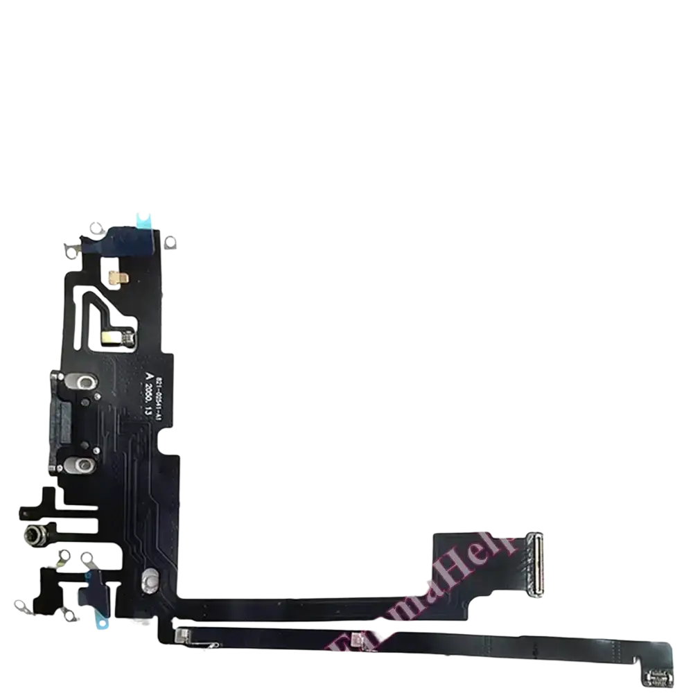 Black flexible circuit board charging port flex cable with metallic connectors for iphone 16 pro max use