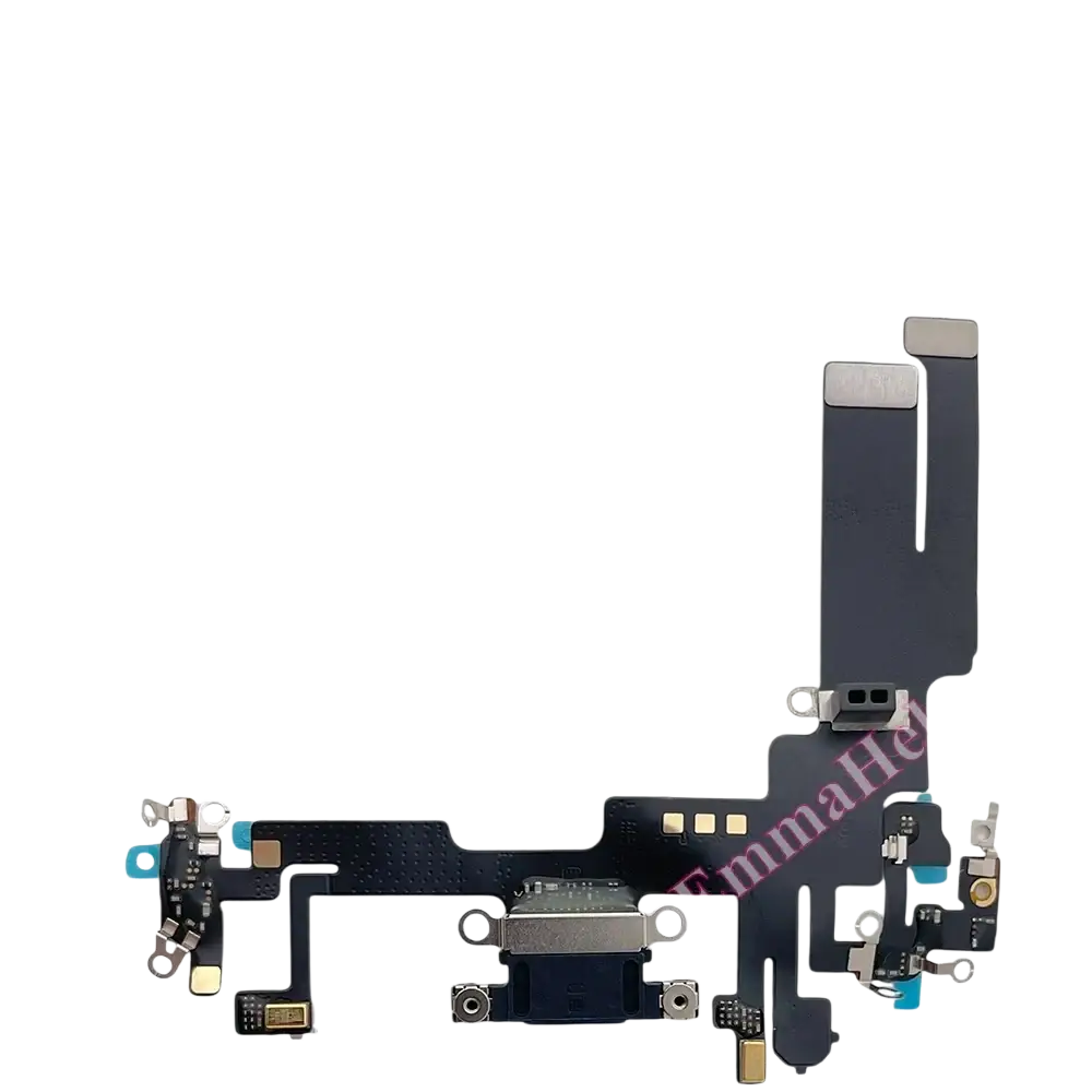 Black flexible charging port flex cable for iphone 14 pro max with usb-c port and multiple connectors