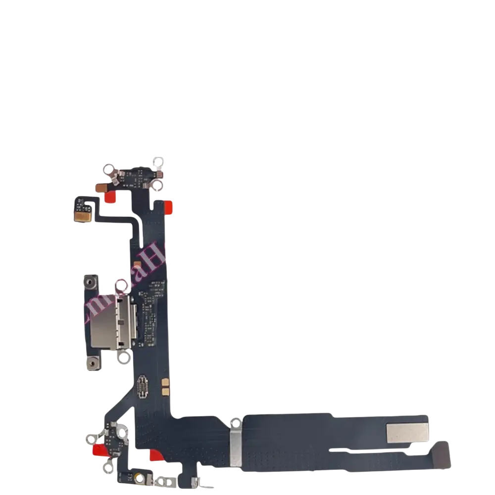 Black flex cable charging port with usb-c and connectors for iphone 16 pro max replacement dock