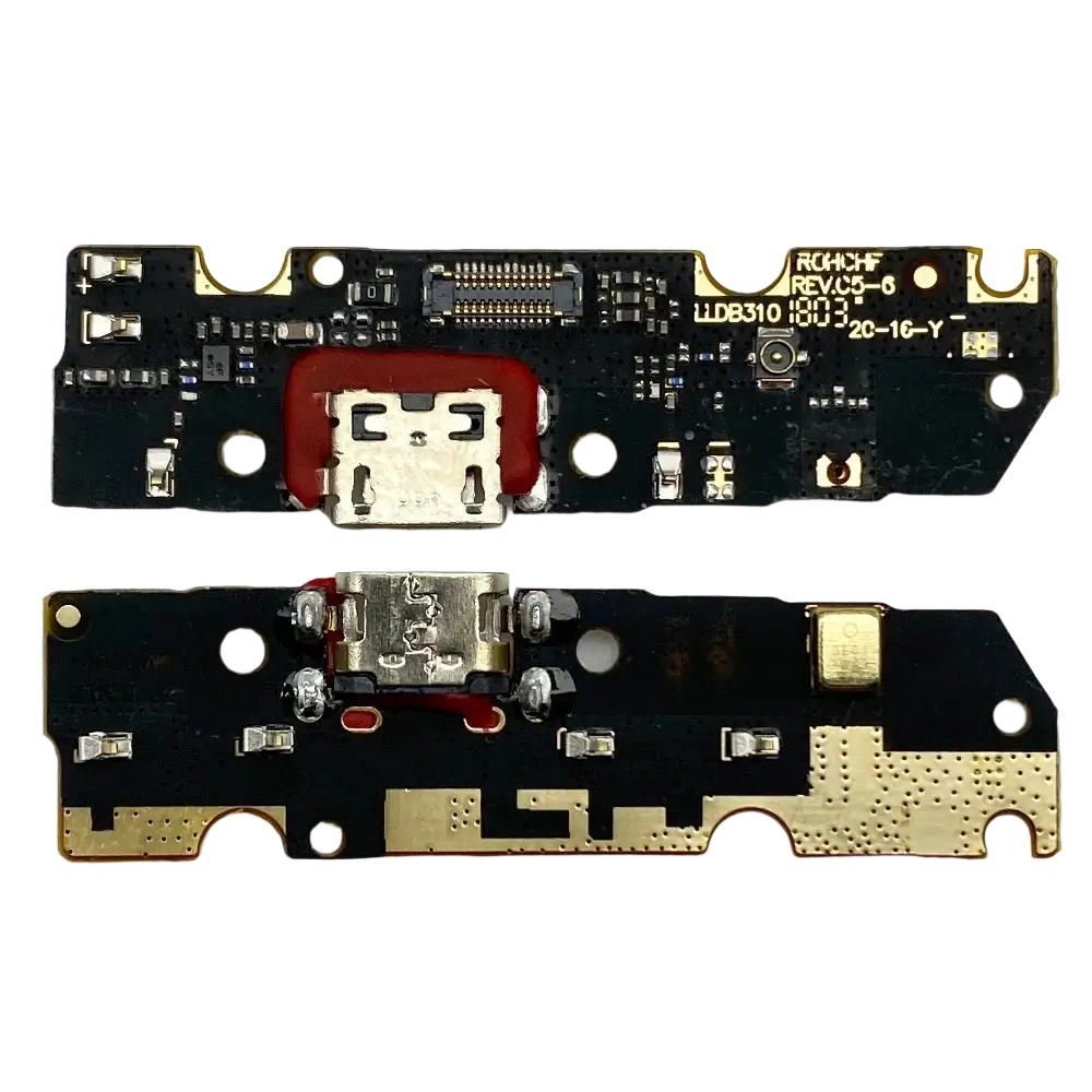 Black and gold circuit board charging port flex cable with red usb-c port for moto g9 power charging dock replacement
