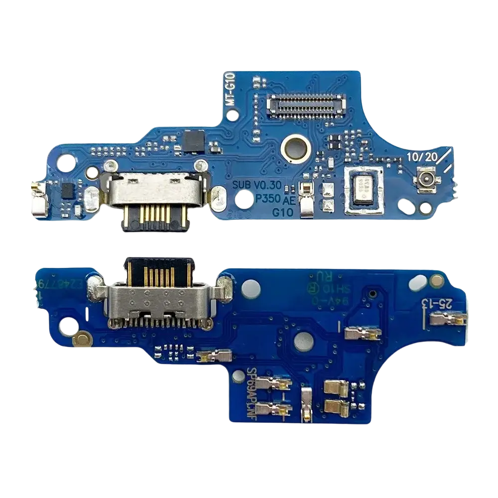 Blue circuit board charging port flex cable with silver usb-c for moto g9 power charging dock gold contacts