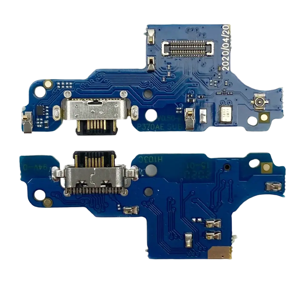 Blue circuit board charging port flex cable with silver usb charging dock for moto g9 power replacement