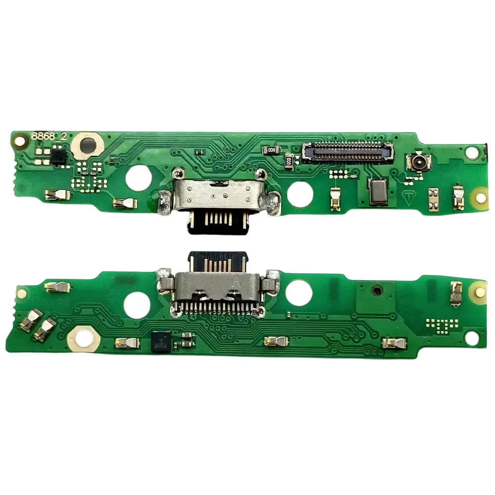Green circuit board with silver usb-c charging port and components for moto g9 power charging dock replacement