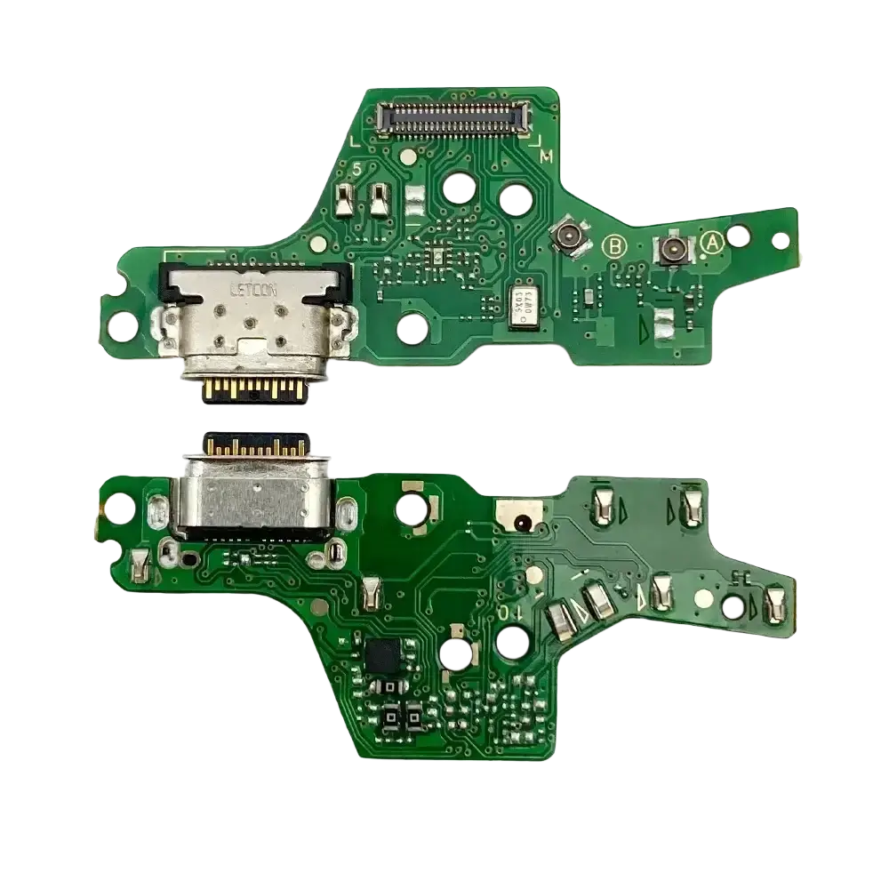 Green circuit board with silver usb-c charging port and flex cable for moto g9 power charging port replacement