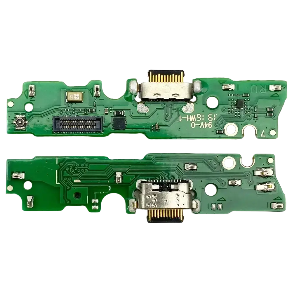 Green circuit board charging port flex cable with silver usb port and black connector for moto g9 power