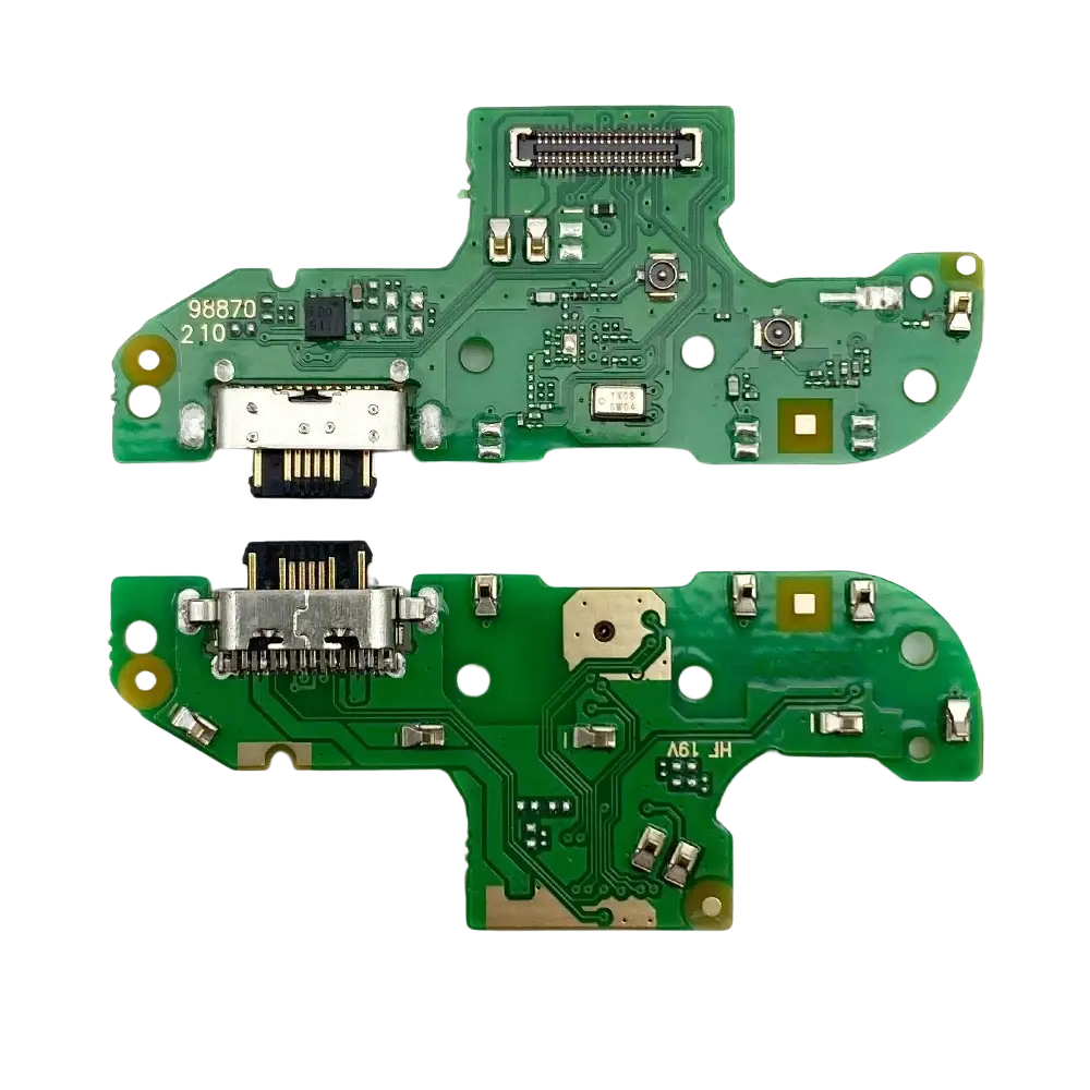 Green circuit board with silver charging port and electronic components for moto g9 power charging dock replacement
