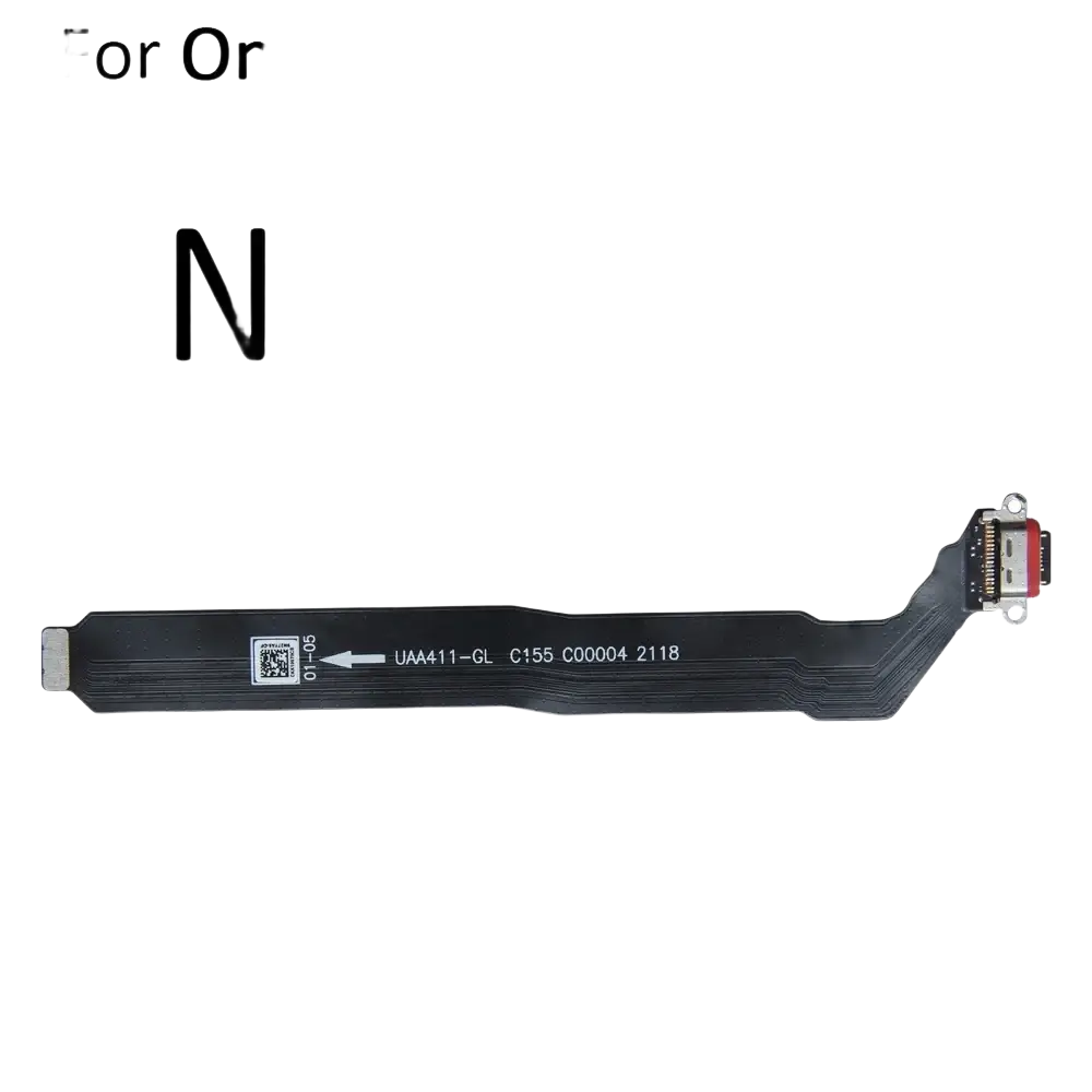 Black flexible board flex cable with usb-c connector and printed identification markings for oneplus nord series charging port