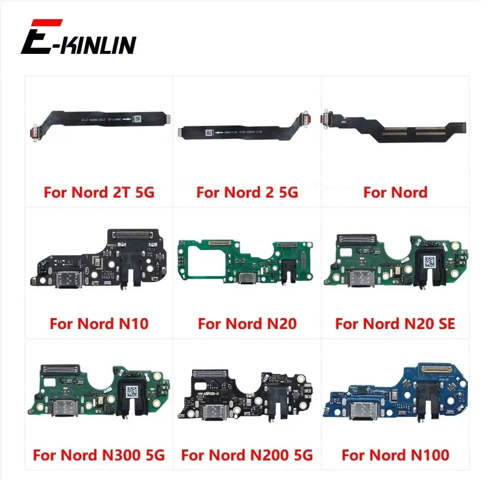 Charging port flex cable for oneplus nord series featuring black and green board flex cable with metallic connectors