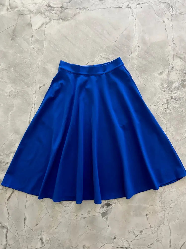 Charlotte nova royal blue ponte a-line skirt with smooth flowing fabric and fitted waistband for elegant wear