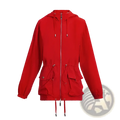 Chch women red lightweight hooded windbreaker jacket with full-length zipper drawstring cuffs waistband and pockets
