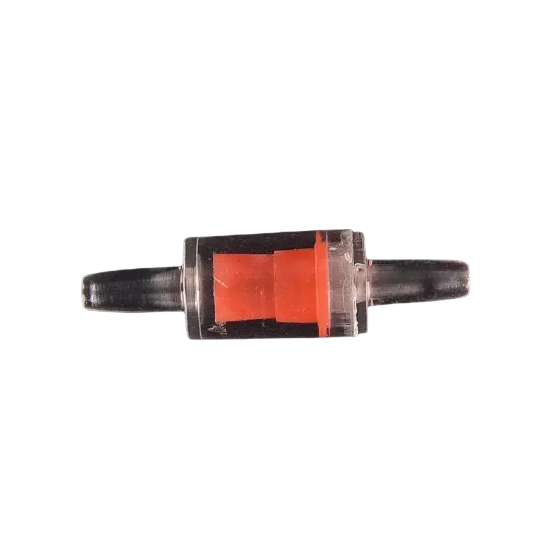 Clear plastic check valve air pump with bright orange internal component for aquarium one way airflow control