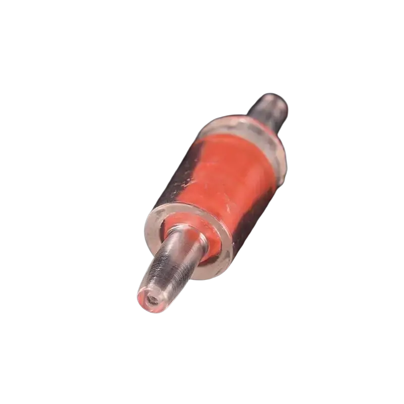 Clear plastic check valve for aquarium air pump with vibrant orange internal chamber and transparent cylindrical ends