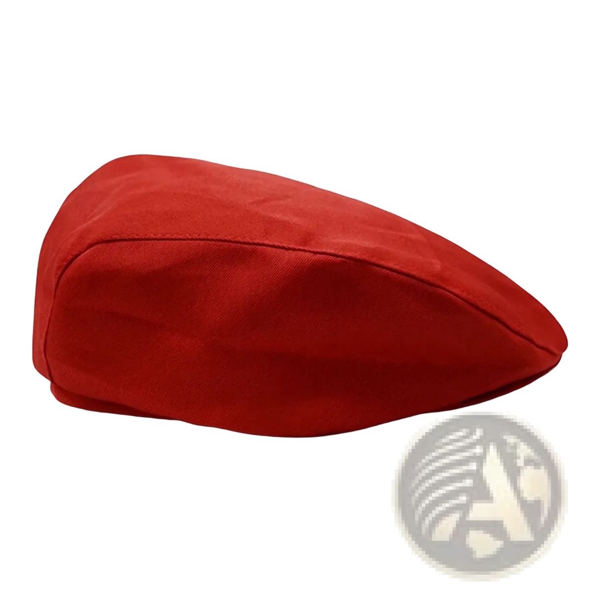 A vibrant red unisex cotton checkered flat cap with a soft texture and classic rounded silhouette