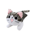 Adorable gray and white cheese cat soft animal plush toy with pink ears nose and cheeks perfect for soft animal dolls collection