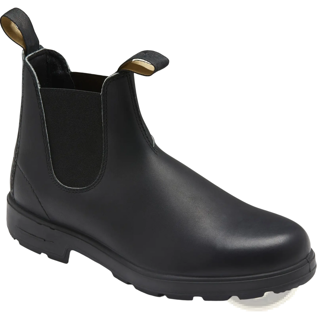 Black leather chelsea boots unisex vintage martin boots with elastic side panels and sturdy rubber sole