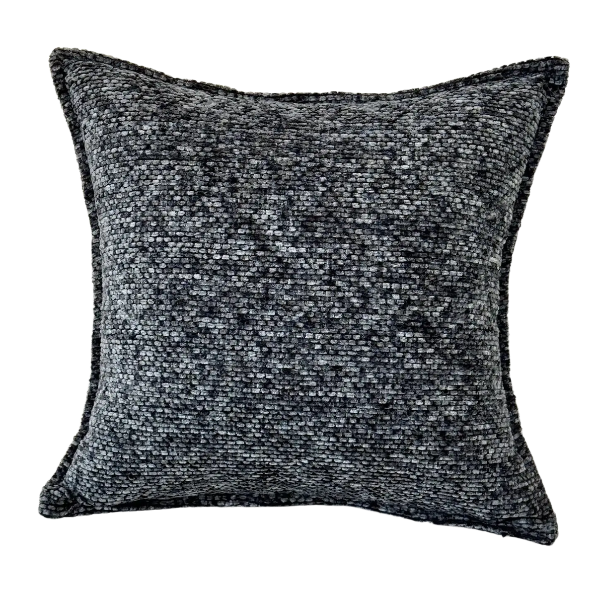 Chenille throw pillow cover textured decorative cushion in gray and black woven chunky fabric finish